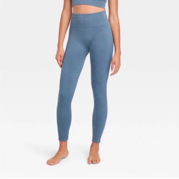 JoyLab Dusty Blue Ribbed High Rise Leggings - Picture 1 of 8
